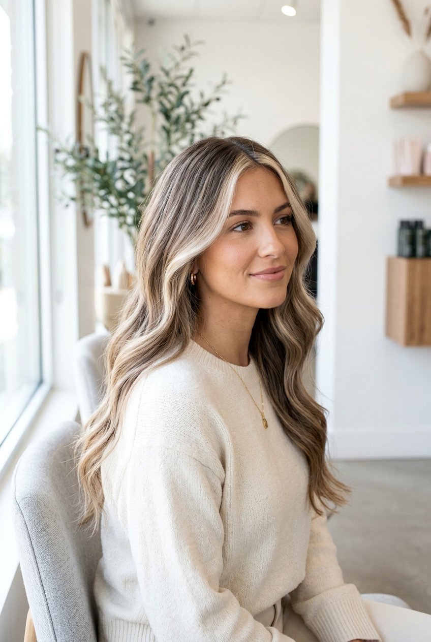 Beige Blonde Money Piece with Neutral Balayage - 20 money piece with balayage - 20 money piece with balayage