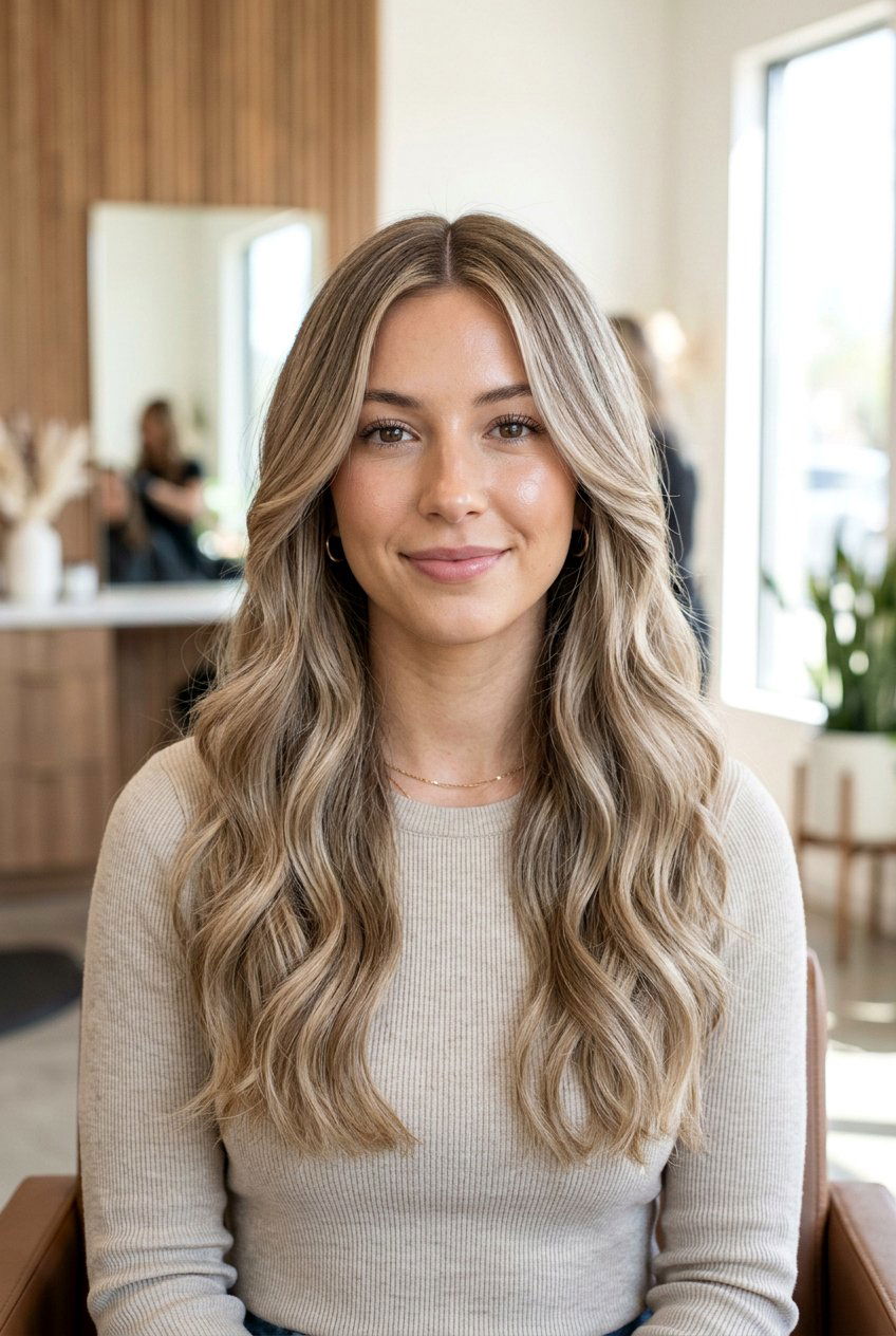 Beige Bronde With A Middle Part - 20 beige bronde hair color - 20 beige bronde hair color