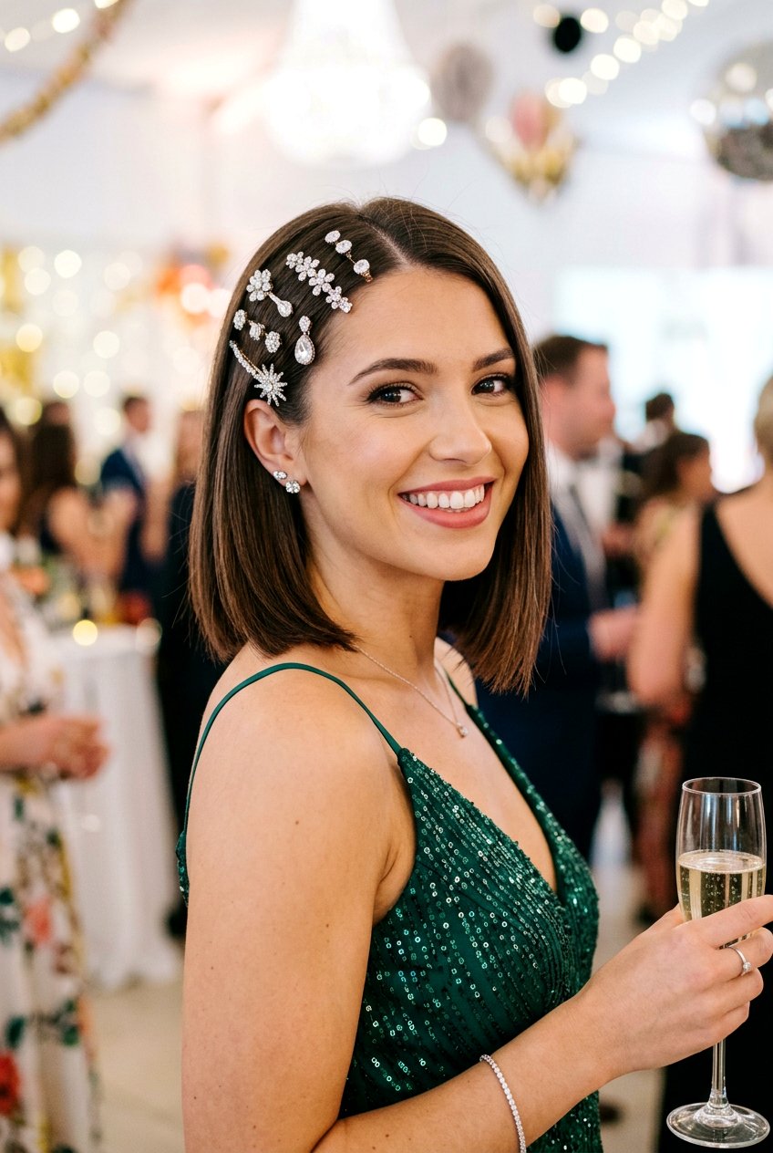 Bejeweled Bob - 20 wedding guest bob hairstyle - 20 wedding guest bob hairstyle