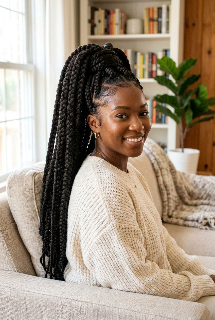 Big Braided Ponytail For Natural Hair - 20 black women braided ponytail ideas - 20 black women braided ponytail ideas