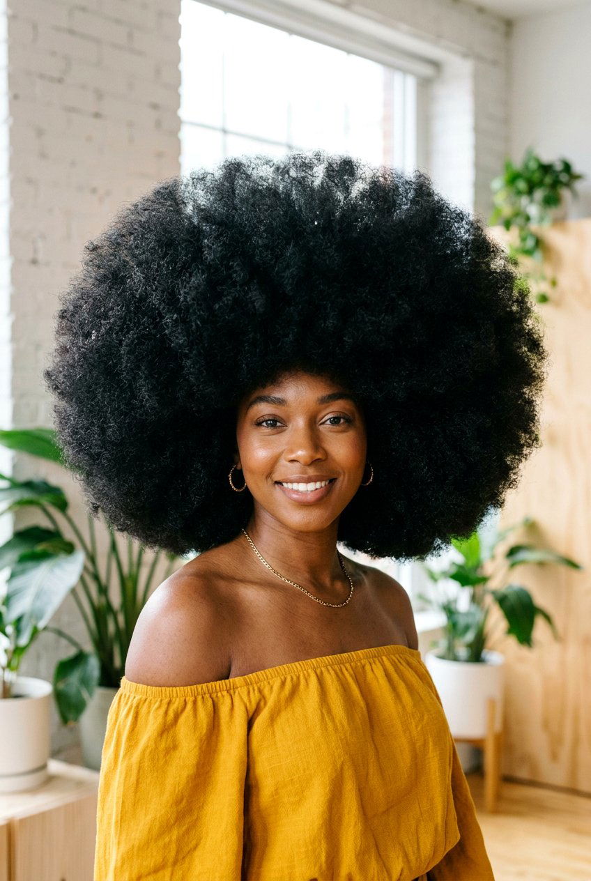 Big Voluminous Rounded Afro - 20 rounded afro haircut for black women - 20 rounded afro haircut for black women