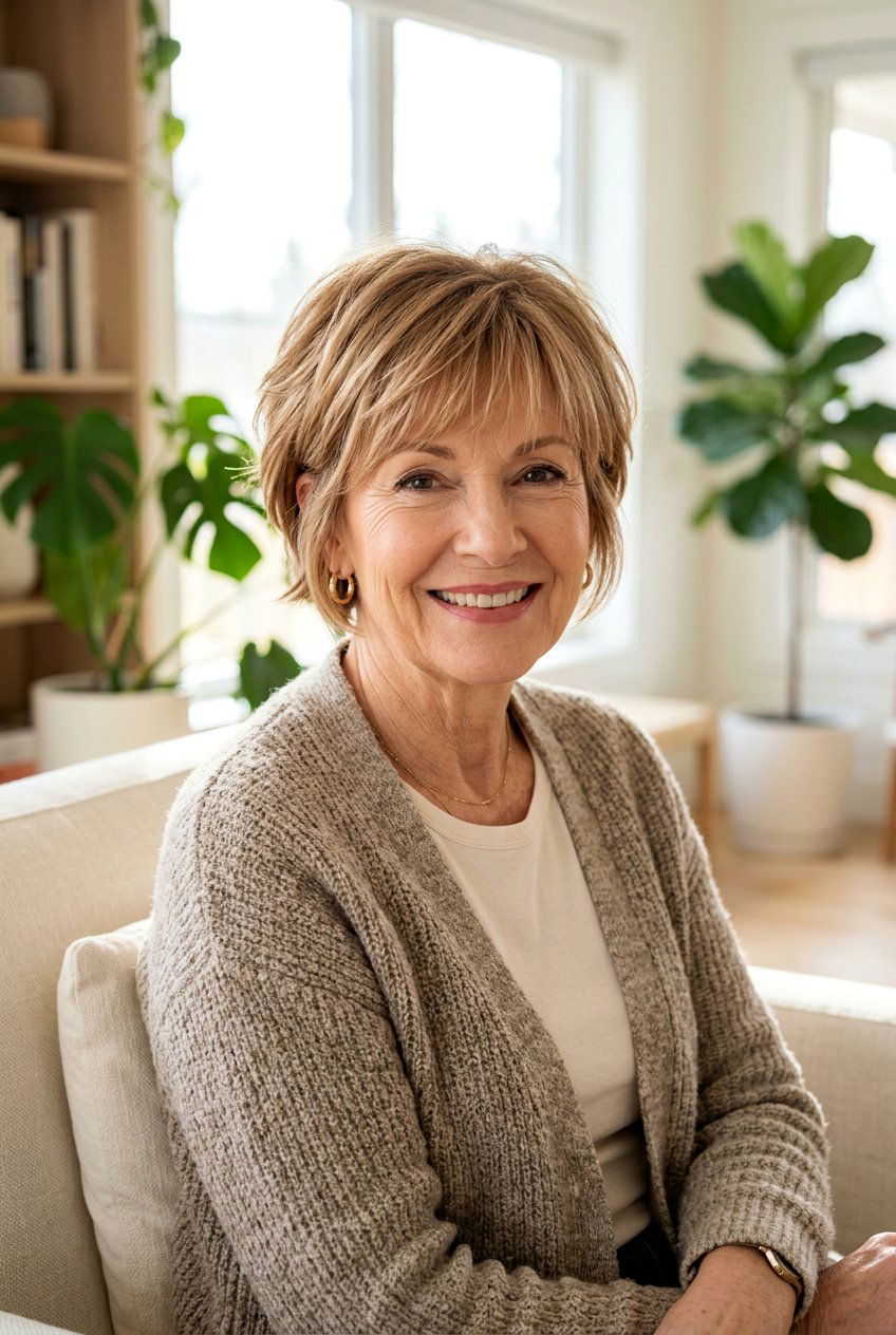 Bixie Cut with Wispy Fringe - 20 youthful hairstyles for women over 60 - 20 youthful hairstyles for women over 60