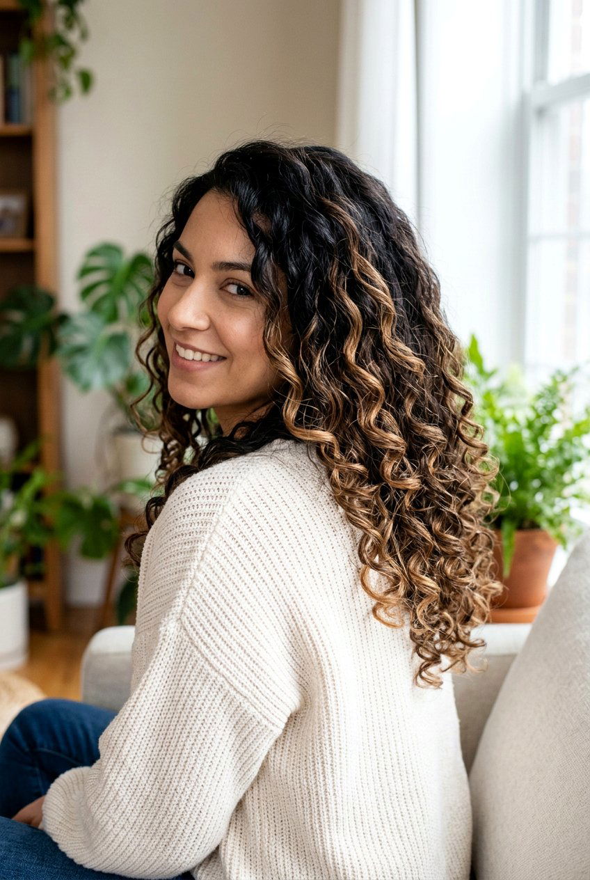 Black Brown Hair With Soft Balayage For Curly Hair - 20 black brown hair color ideas - 20 black brown hair color ideas