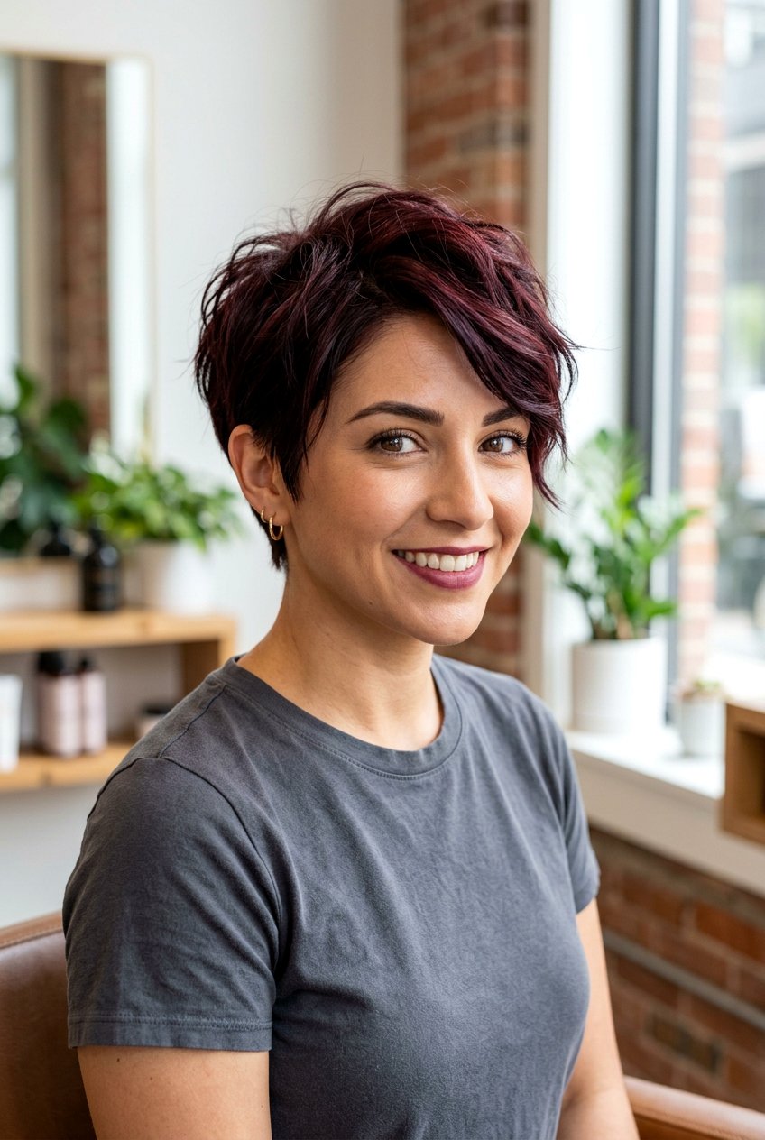 Black Cherry Brunette Pixie Cut - 20 black cherry brunette hair - 20 black cherry brunette hair