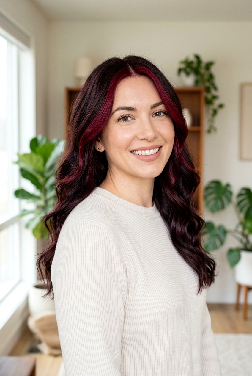 Black Cherry Brunette With Money Piece - 20 black cherry brunette hair - 20 black cherry brunette hair