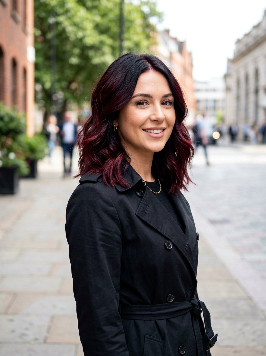 Black Cherry Red Balayage Lob - 20 red balayage for shoulder length hair - 20 red balayage for shoulder length hair