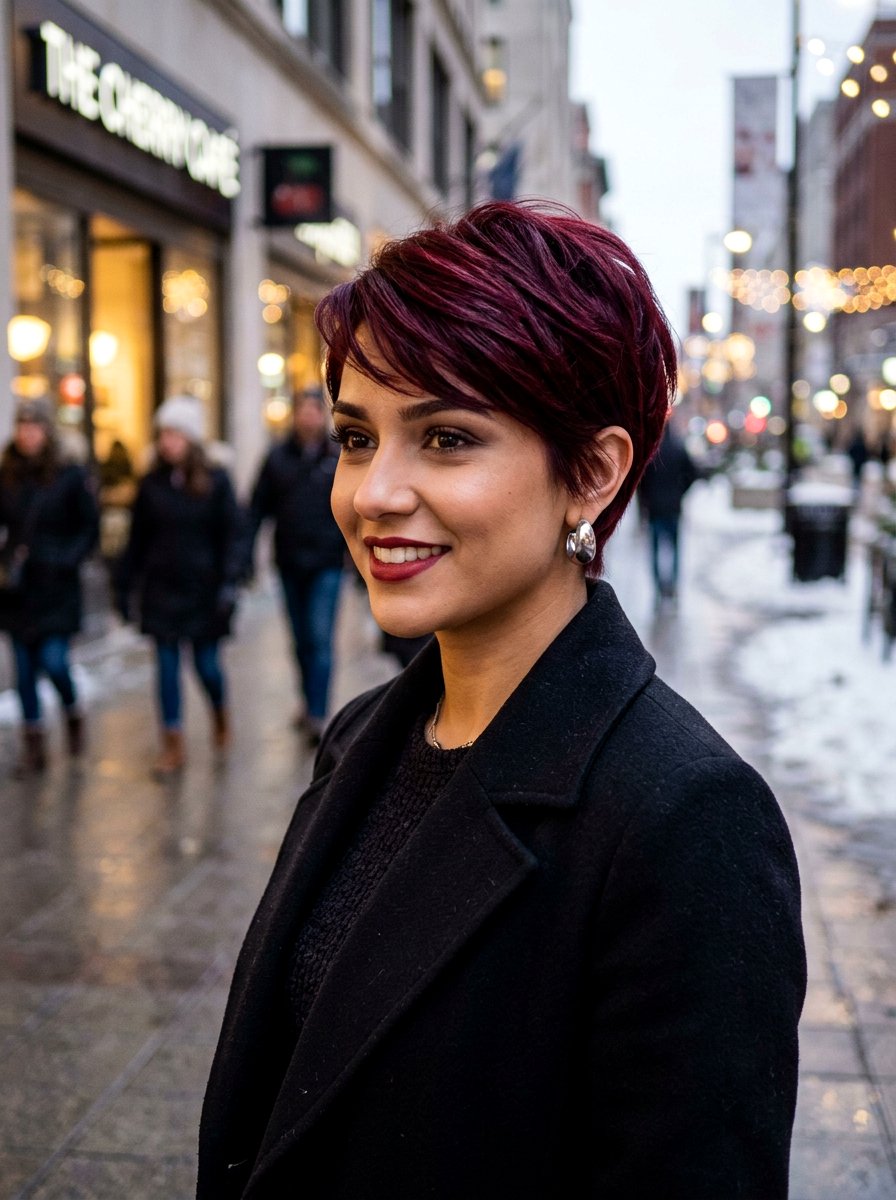 Black Cherry Red Pixie - 20 red pixie hair color ideas - 20 red pixie hair color ideas