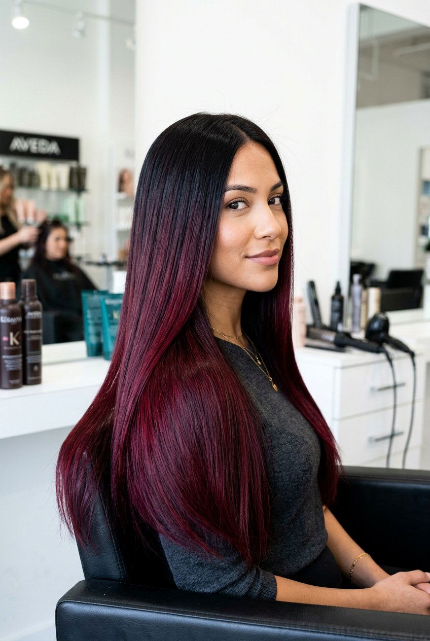 Black Hair Burgundy Balayage - 20 burgundy balayage on dark hair - 20 burgundy balayage on dark hair