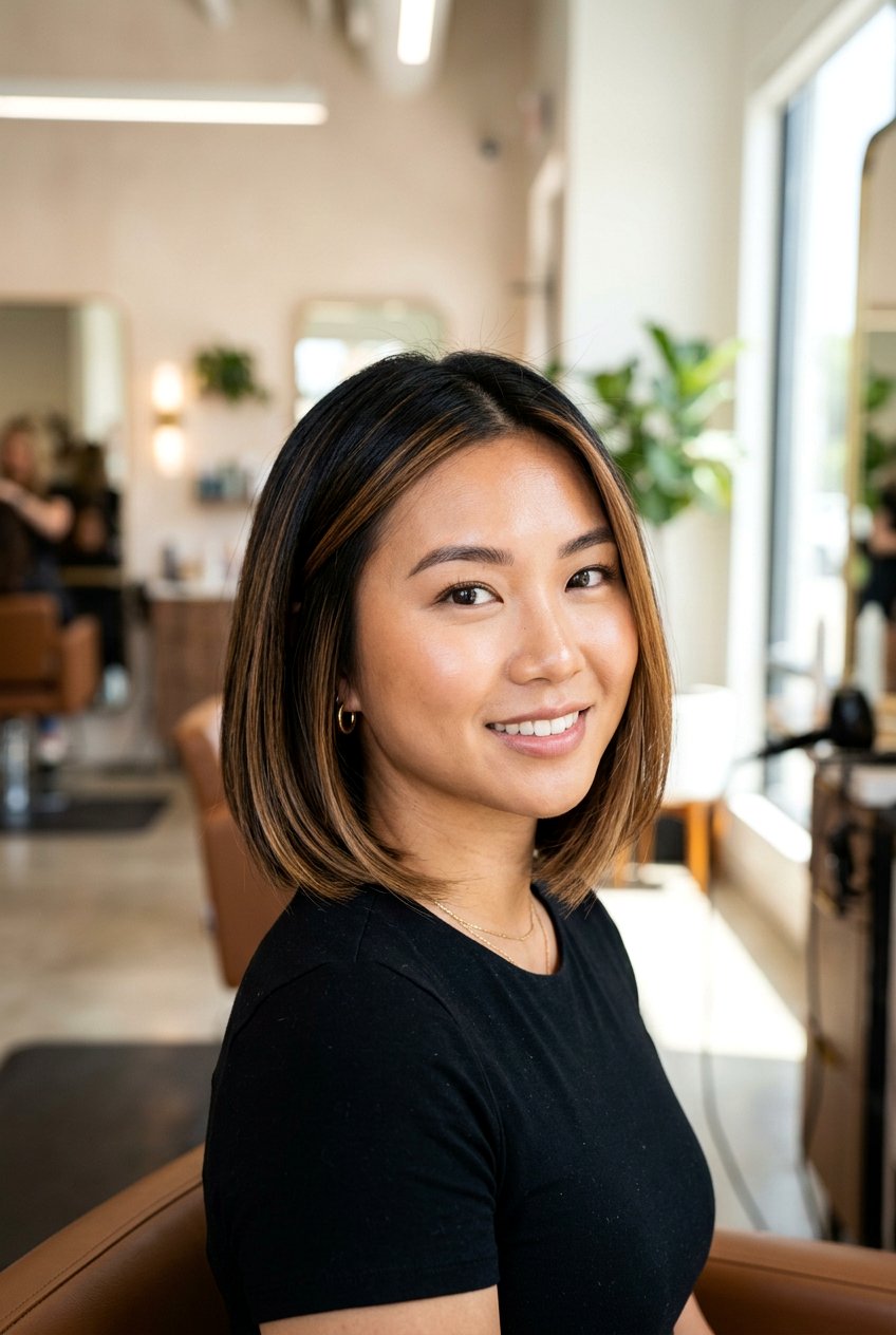 Black Hair Caramel Balayage Bob - 20 black hair with caramel balayage - 20 black hair with caramel balayage