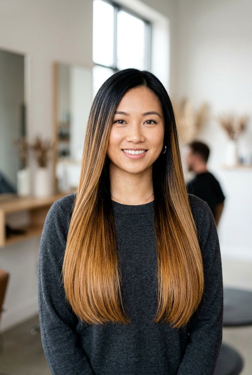 Black Hair Caramel Balayage Ombre - 20 black hair with caramel balayage - 20 black hair with caramel balayage