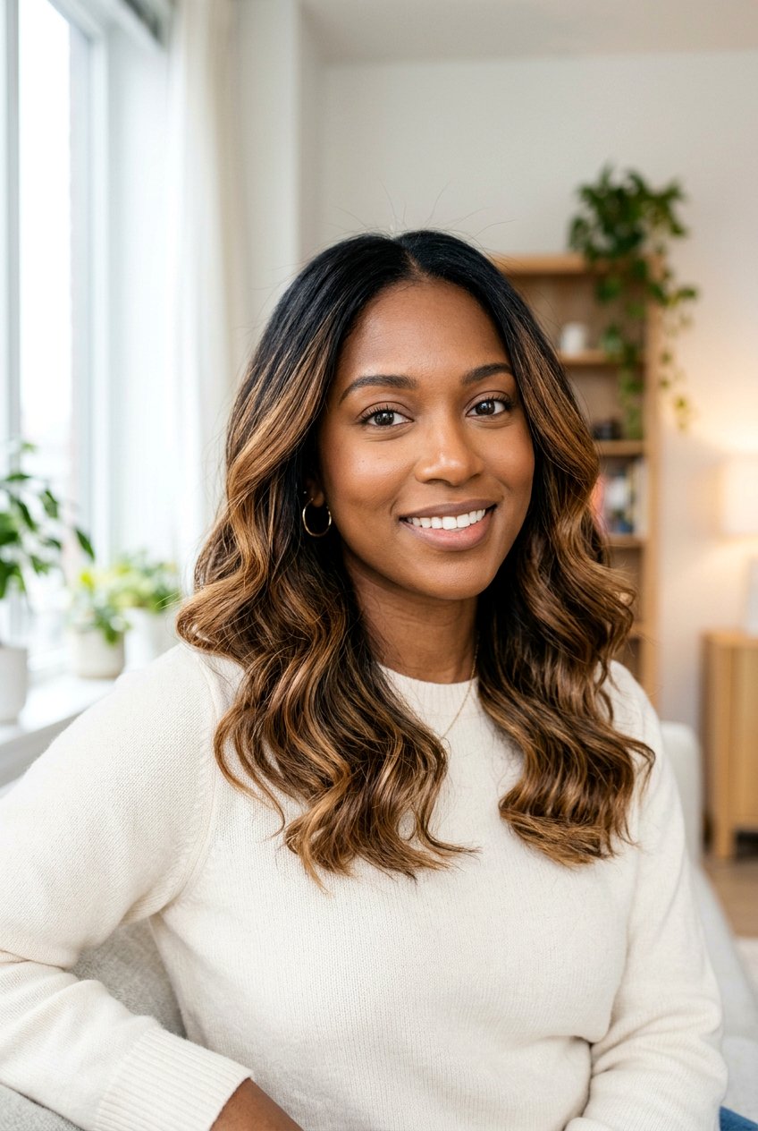 Black Hair Caramel Balayage Shoulder Length - 20 black hair with caramel balayage - 20 black hair with caramel balayage