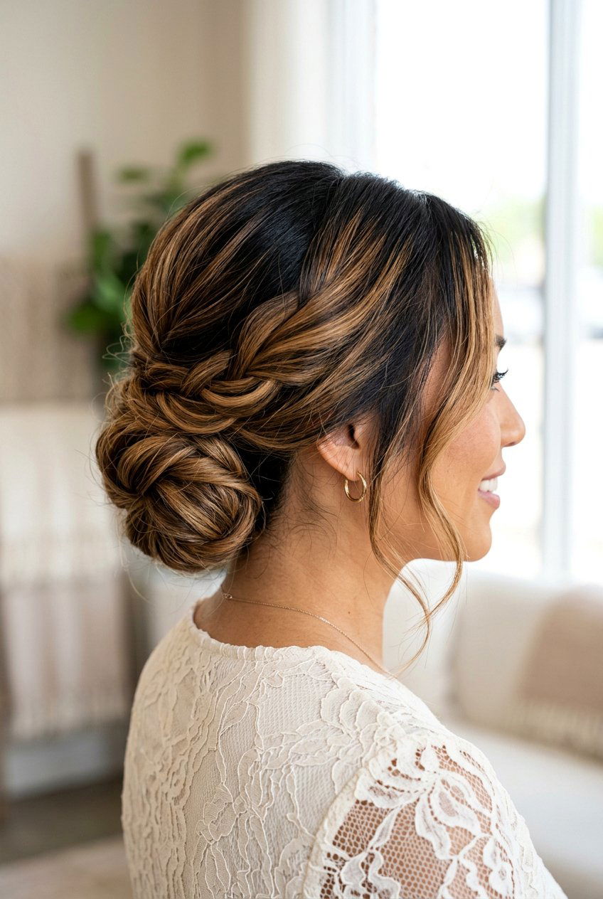 Black Hair Caramel Balayage Updo - 20 black hair with caramel balayage - 20 black hair with caramel balayage