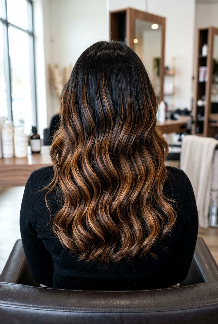 Black Hair Caramel Toffee Balayage - 20 black hair with caramel balayage - 20 black hair with caramel balayage