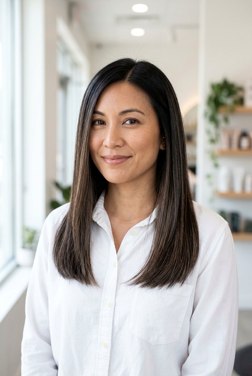 Black Hair With Ash Brown Babylights - 20 black hair makeover ideas - 20 black hair makeover ideas