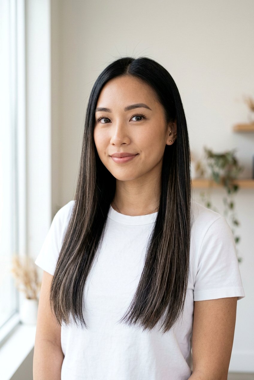 Black Hair With Ash Brown Babylights - 20 black hair color ideas - 20 black hair color ideas