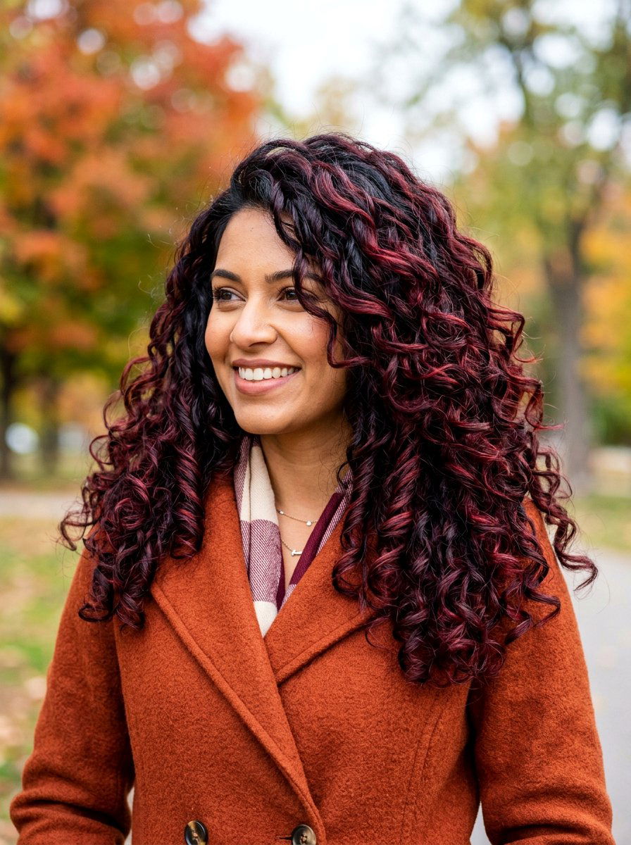 Black Hair With Burgundy Highlights - 20 dimensional black hair with highlights - 20 dimensional black hair with highlights