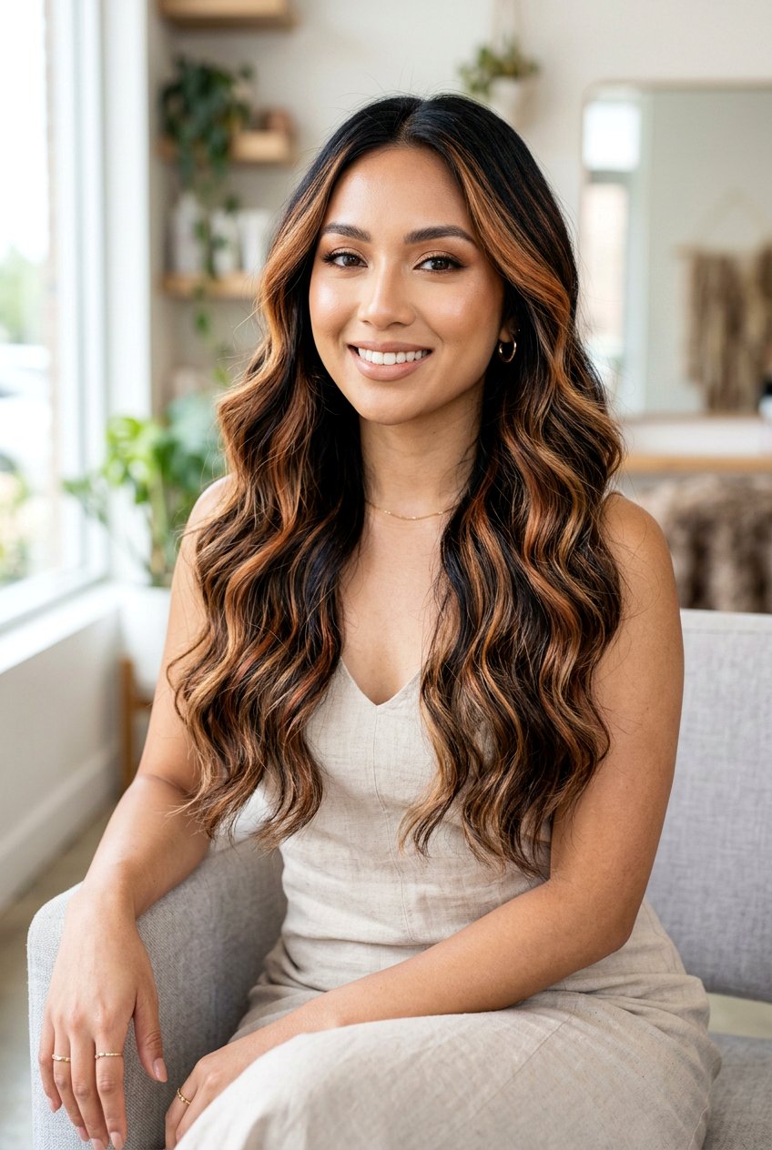 20 Striking Copper Highlights On Black Hair Looks To Try