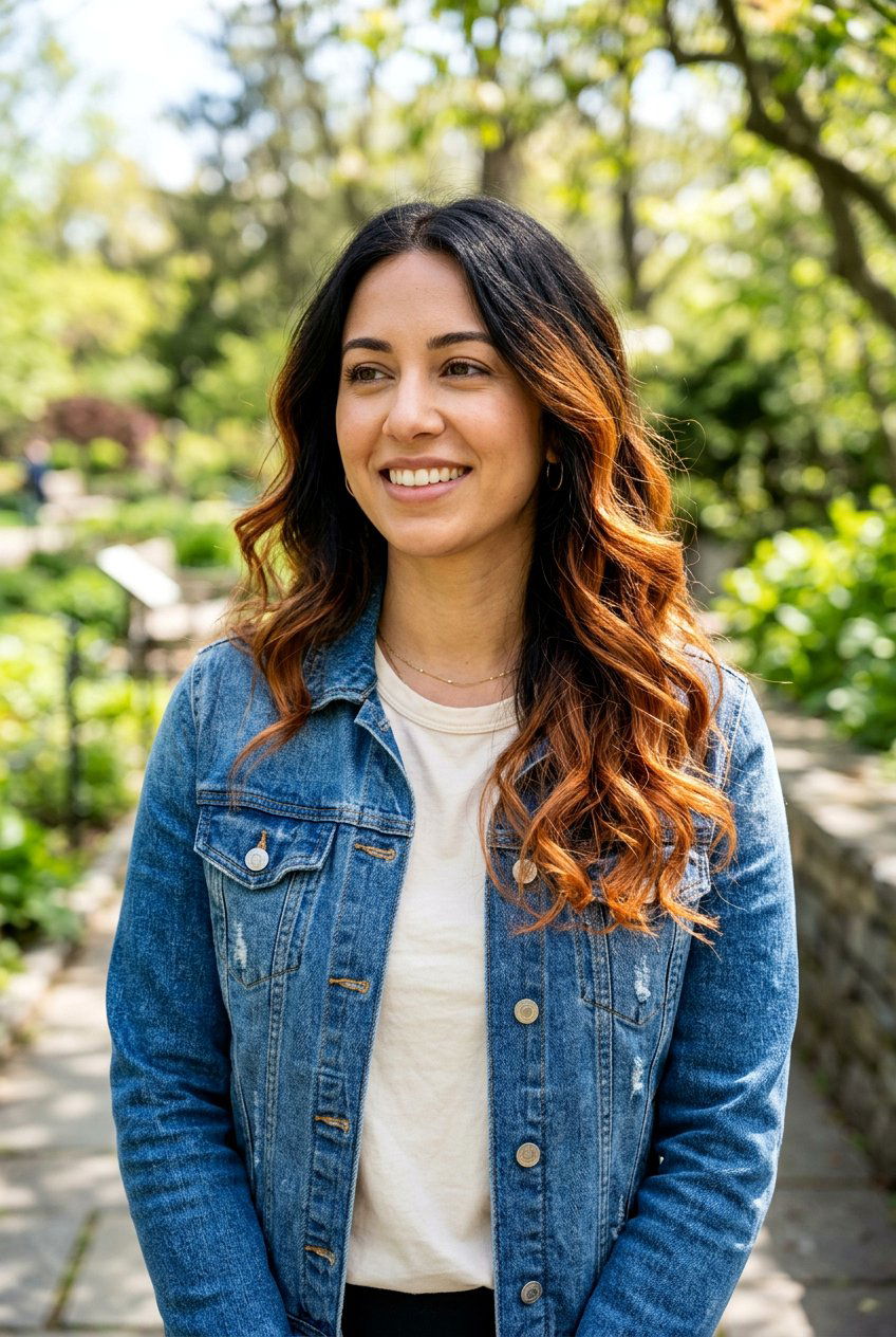 Black Hair With Copper Balayage Ends - 20 copper highlights on black hair - 20 copper highlights on black hair