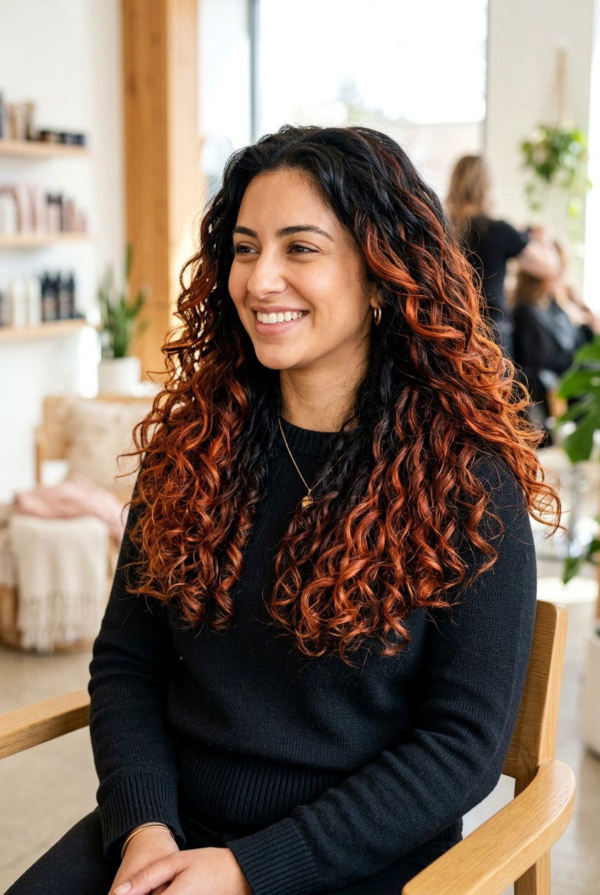 Black Hair With Copper Red Highlights - 20 copper highlights on black hair - 20 copper highlights on black hair