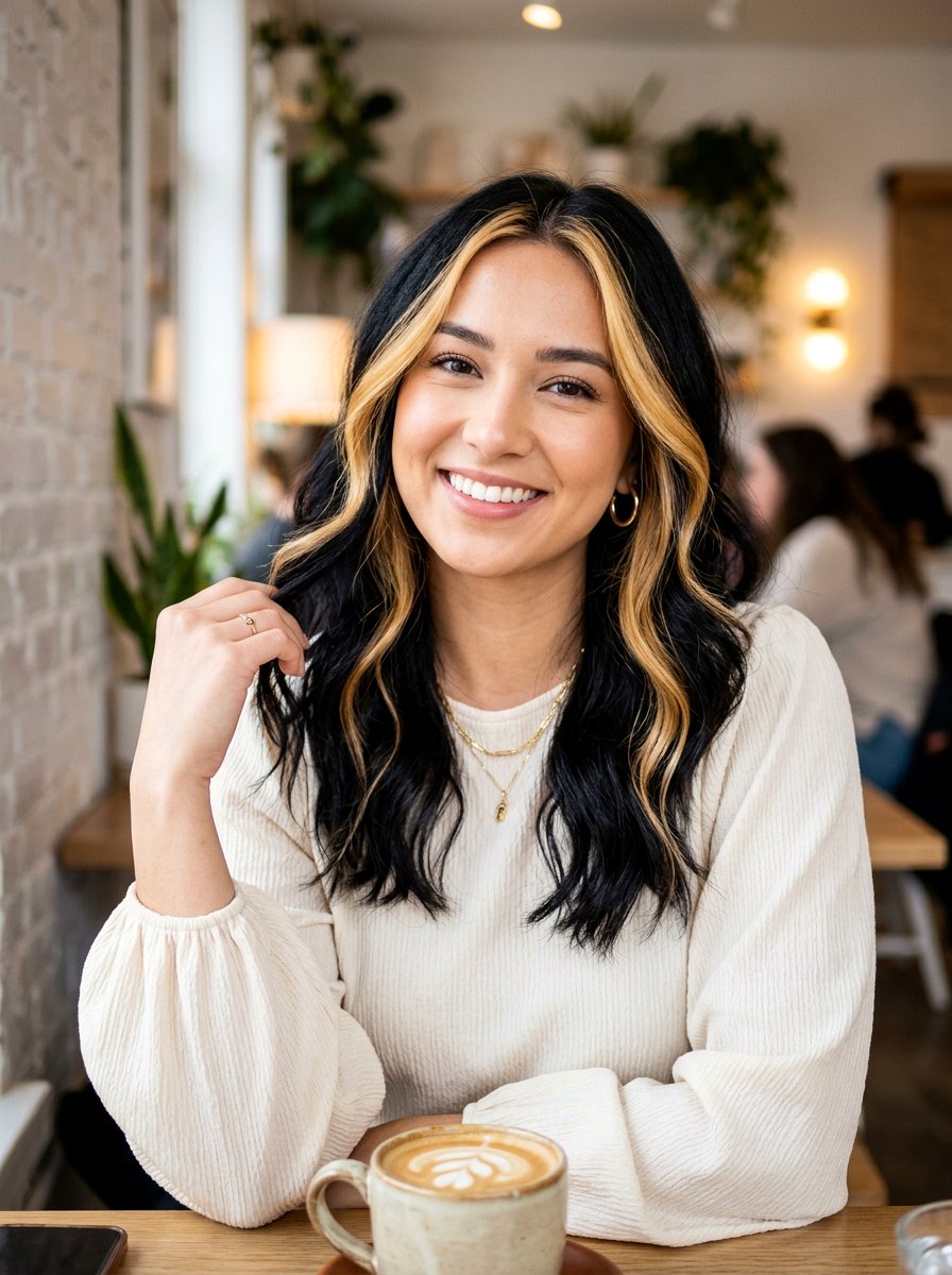 Black Hair With Face Framing Highlights - 20 dimensional black hair with highlights - 20 dimensional black hair with highlights