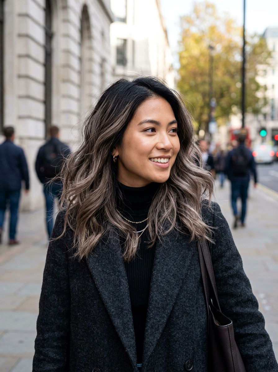 Black Hair With Mushroom Brown Highlights - 20 dimensional black hair with highlights - 20 dimensional black hair with highlights