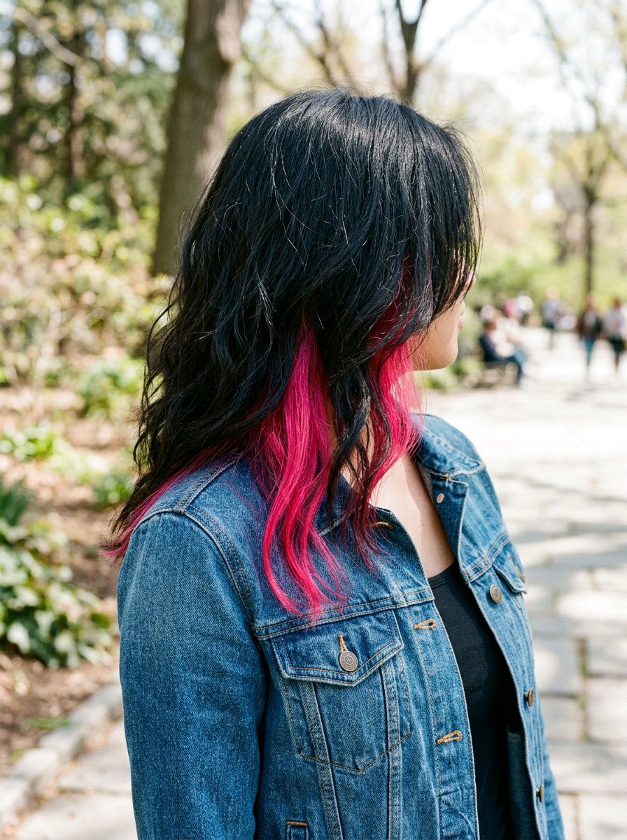 Black Hair With Peekaboo Highlights - 20 dimensional black hair with highlights - 20 dimensional black hair with highlights