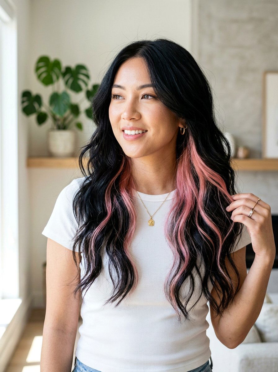 Black Hair With Pink Peekaboo Color - 20 pink peekaboo hair color - 20 pink peekaboo hair color