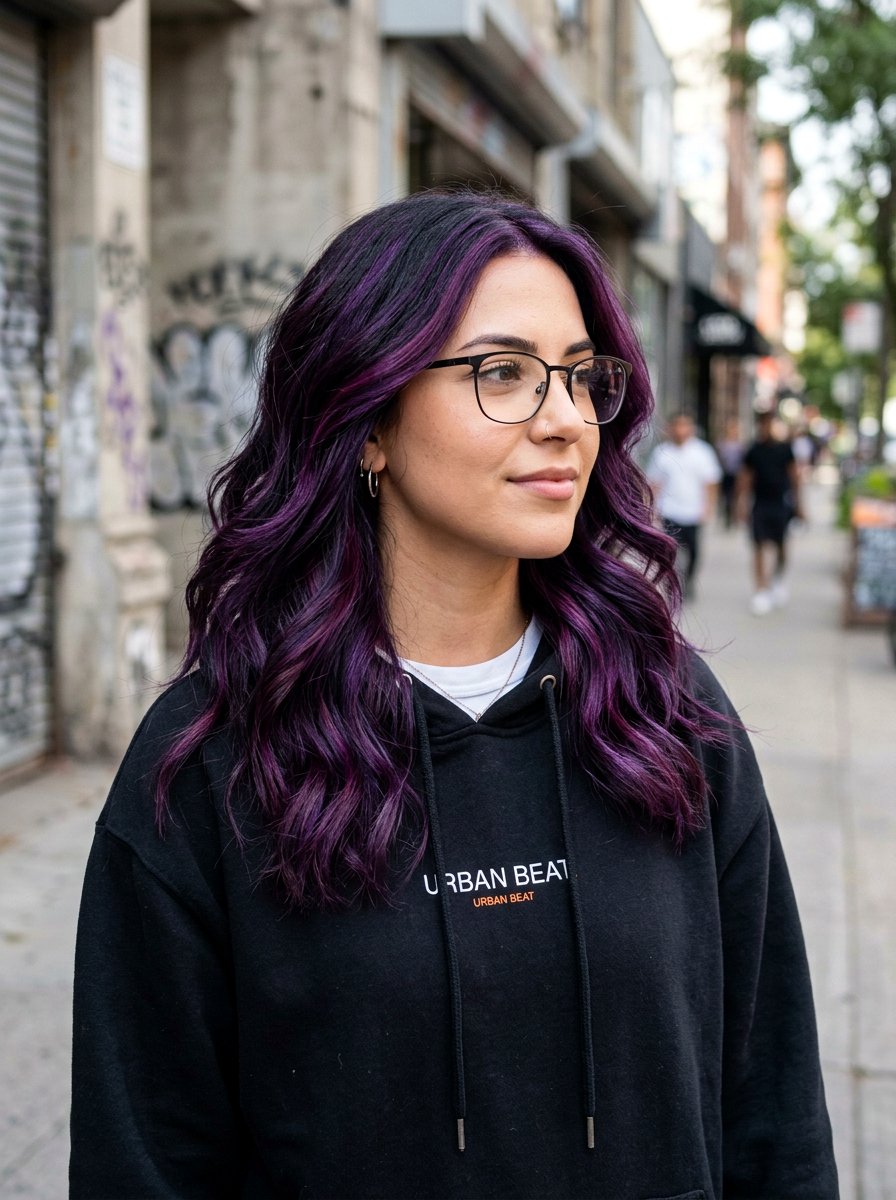 Black Hair With Purple Highlights - 20 dimensional black hair with highlights - 20 dimensional black hair with highlights