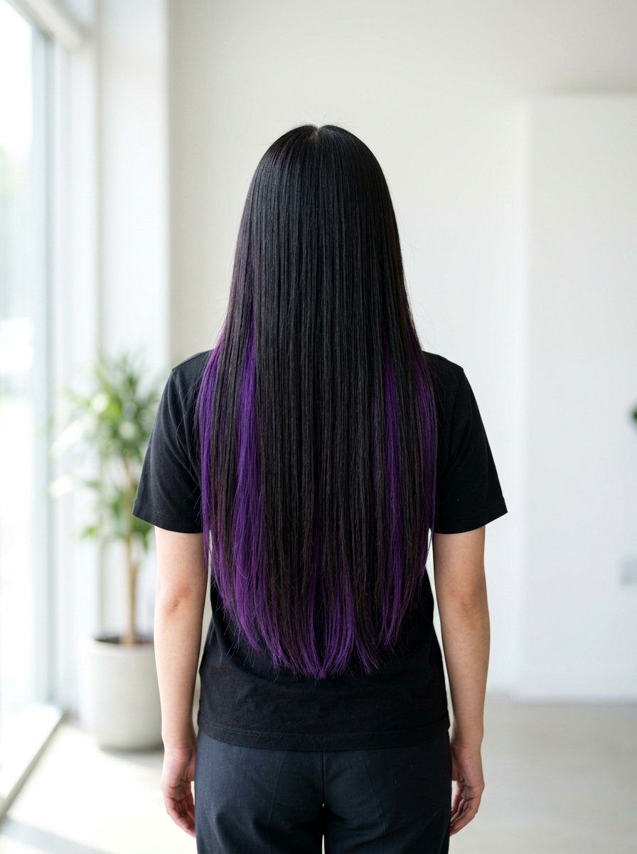 Black Hair With Purple Peekaboo Underlayer - 20 purple peekaboo hair color - 20 purple peekaboo hair color