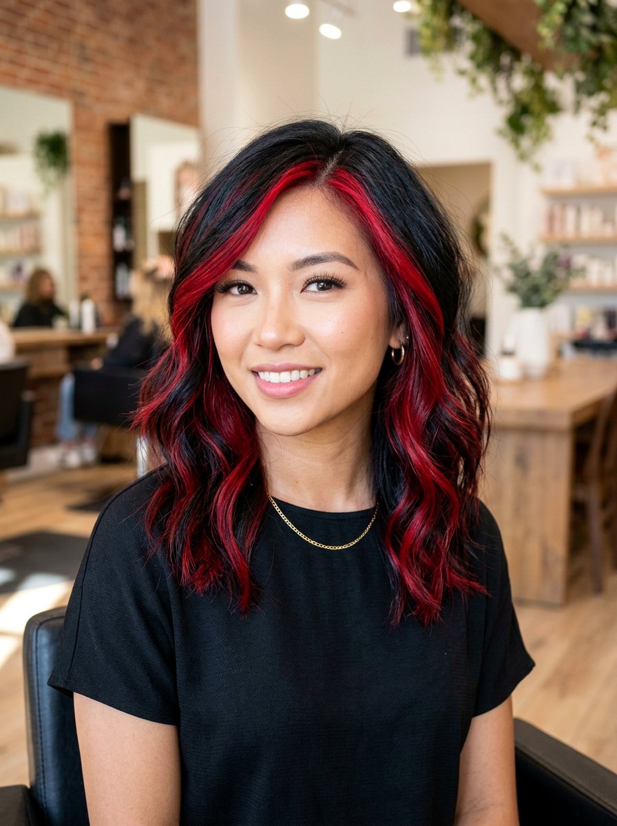 Black Hair With Red Highlights - 20 dimensional black hair with highlights - 20 dimensional black hair with highlights