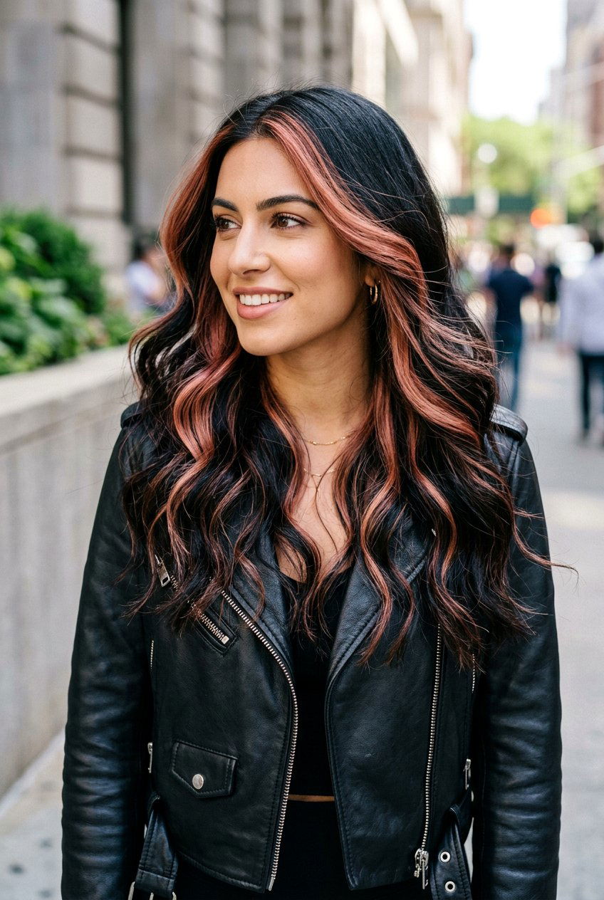 Black Hair With Rose Gold Balayage - 20 brunette hair with rose gold balayage - 20 brunette hair with rose gold balayage