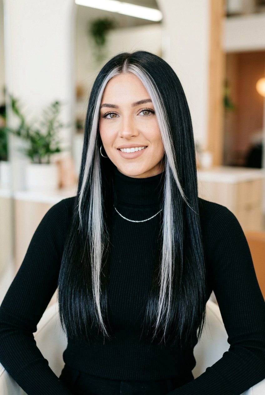 20 Bold Black Hair With Silver Money Piece Looks To Try
