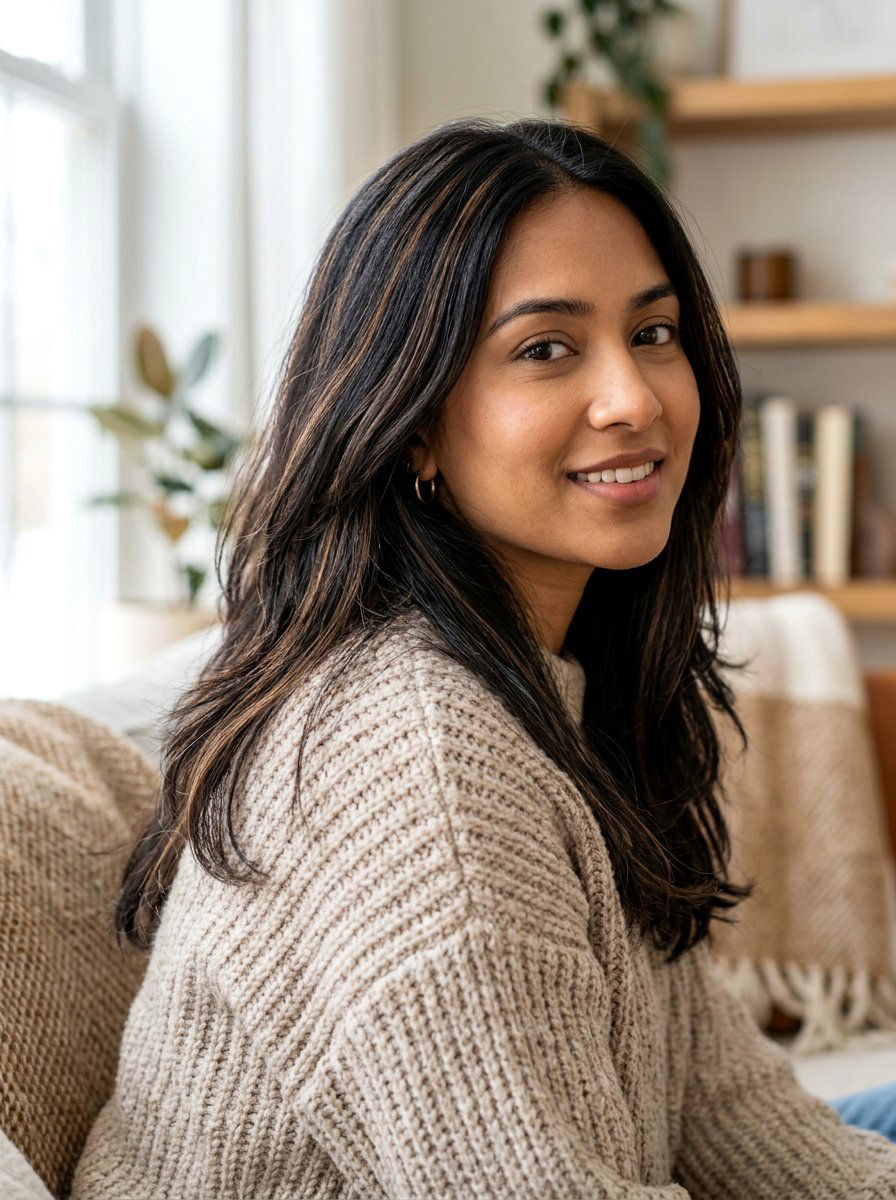 Black Hair With Subtle Brown Highlights - 20 dimensional black hair with highlights - 20 dimensional black hair with highlights