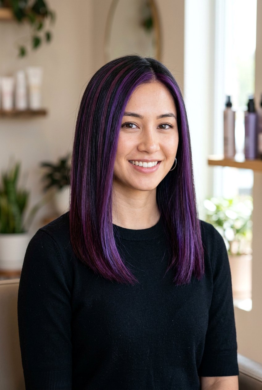 Black Hair With Violet Highlights - 20 black hair color ideas - 20 black hair color ideas