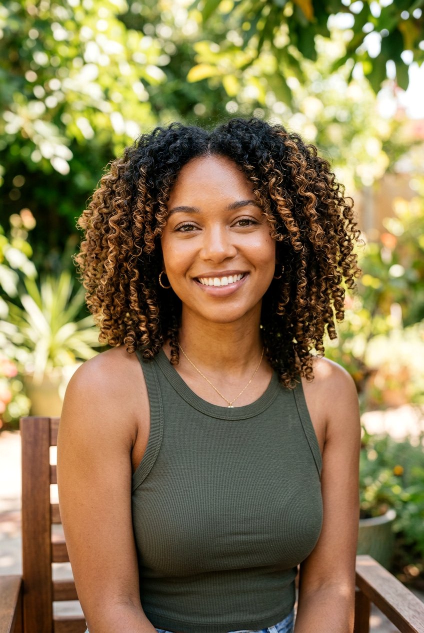 Black Hair With Warm Balayage For Curls - 20 black hair color ideas - 20 black hair color ideas