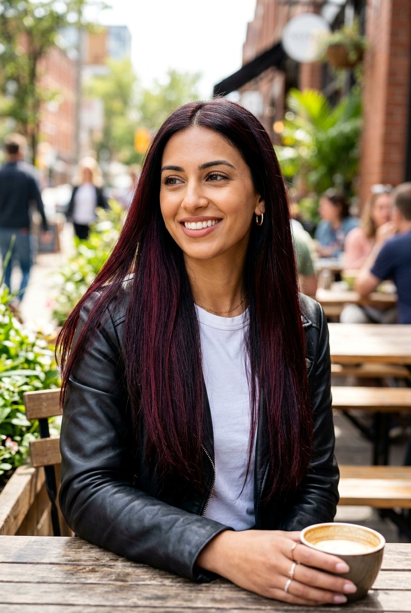 Black Hair with Dark Burgundy Highlights - 20 dark hair with burgundy highlights - 20 dark hair with burgundy highlights