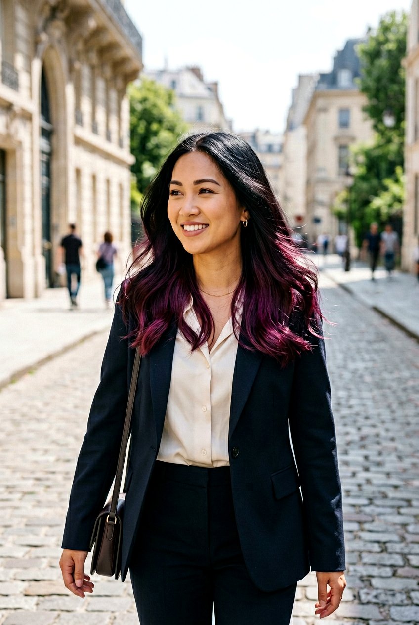 Black Hair with Deep Plum Underlayer - 20 black hair with purple underlayer - 20 black hair with purple underlayer