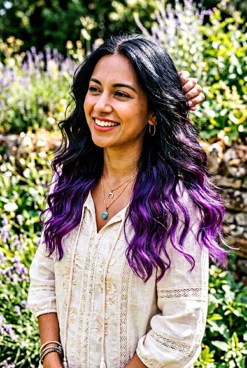 Black Hair with Purple Ombre Underlayer - 20 black hair with purple underlayer - 20 black hair with purple underlayer