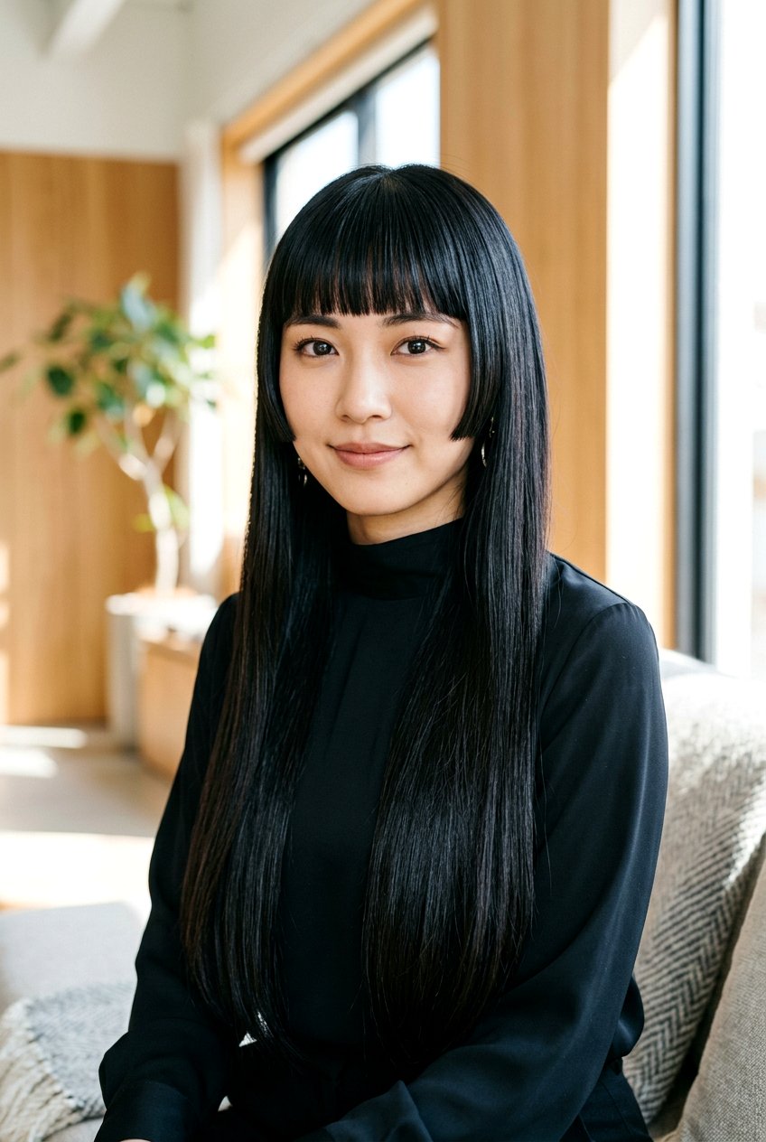 Black Long Hime Cut - 20 hime haircut for straight long hair - 20 hime haircut for straight long hair