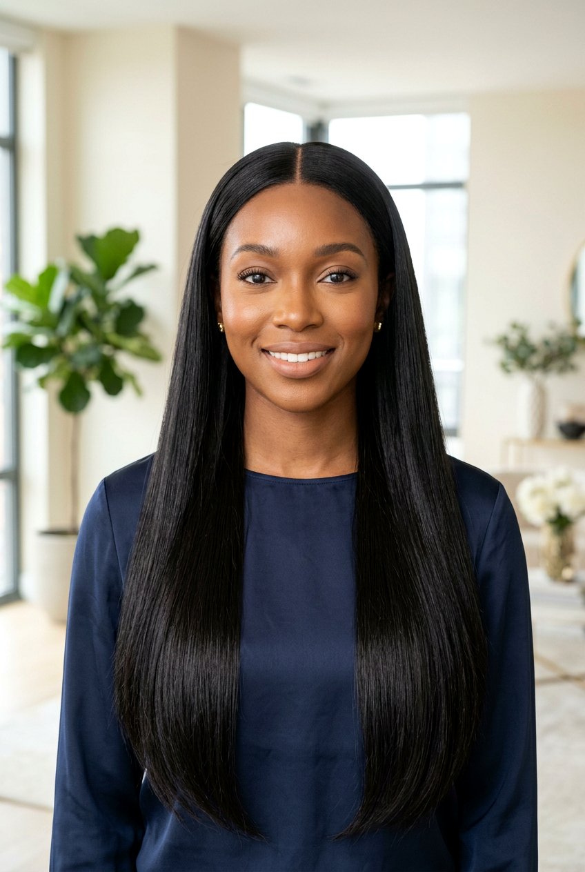 Black Middle Part - 20 glossy black hair ideas - 20 glossy black hair ideas