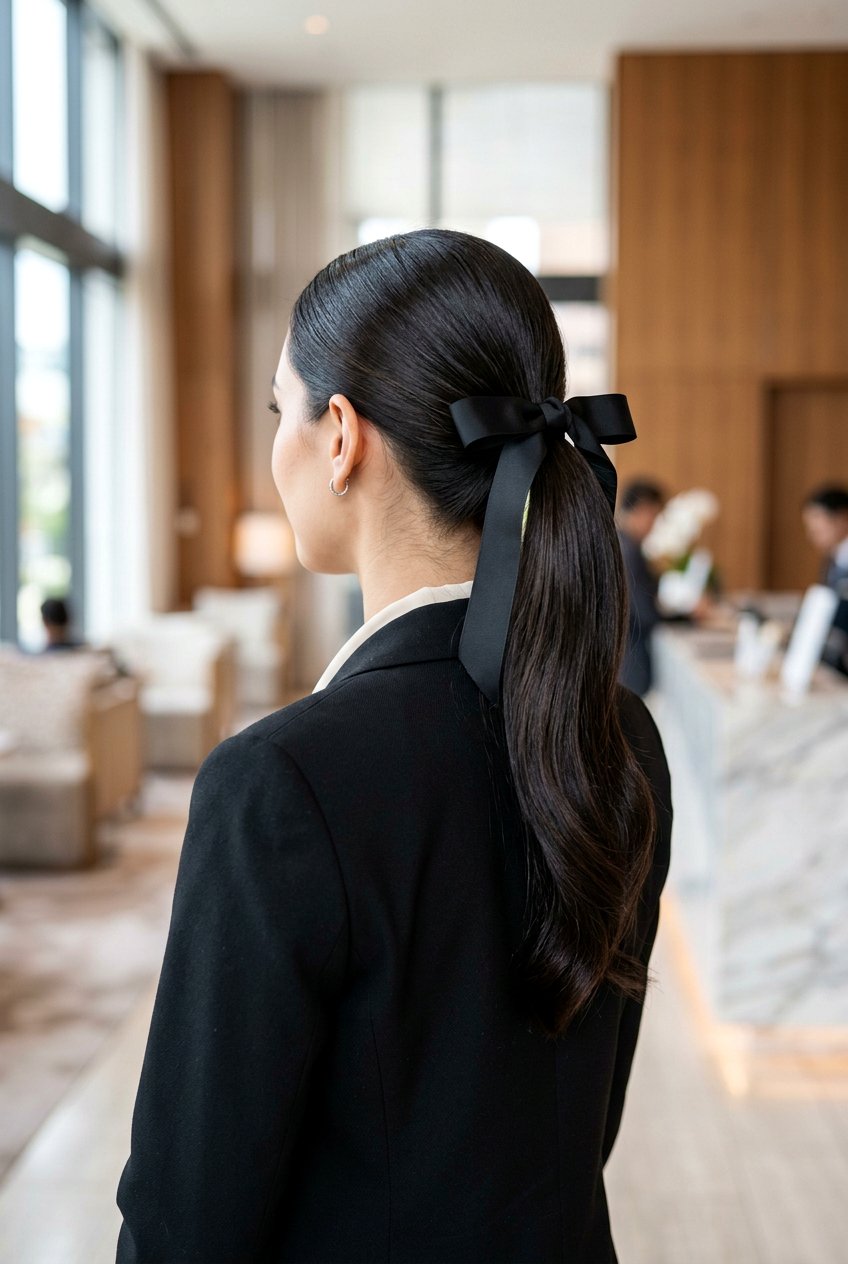 Black Ribbon Ponytail - 20 ribbon ponytail hairstyles - 20 ribbon ponytail hairstyles