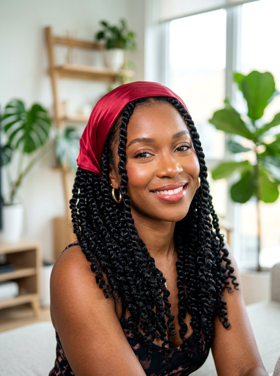 Black Shoulder Length Passion Twists - 20 shoulder length passion twists - 20 shoulder length passion twists