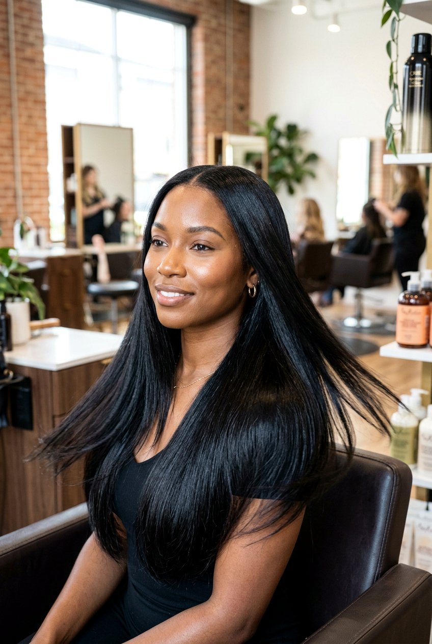 Black Silk Press - 20 glossy black hair ideas - 20 glossy black hair ideas