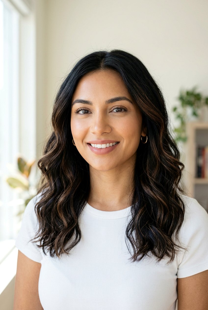 Black Wavy Hair With Soft Chocolate Brown Highlights - 20 black hair with soft brown highlights - 20 black hair with soft brown highlights