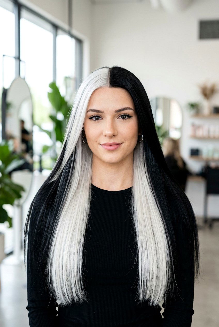 Black and white split dye - 20 split dye hair color - 20 split dye hair color
