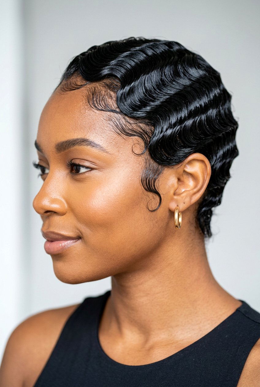 Black hair finger waves - 20 finger waves hairstyle - 20 finger waves hairstyle