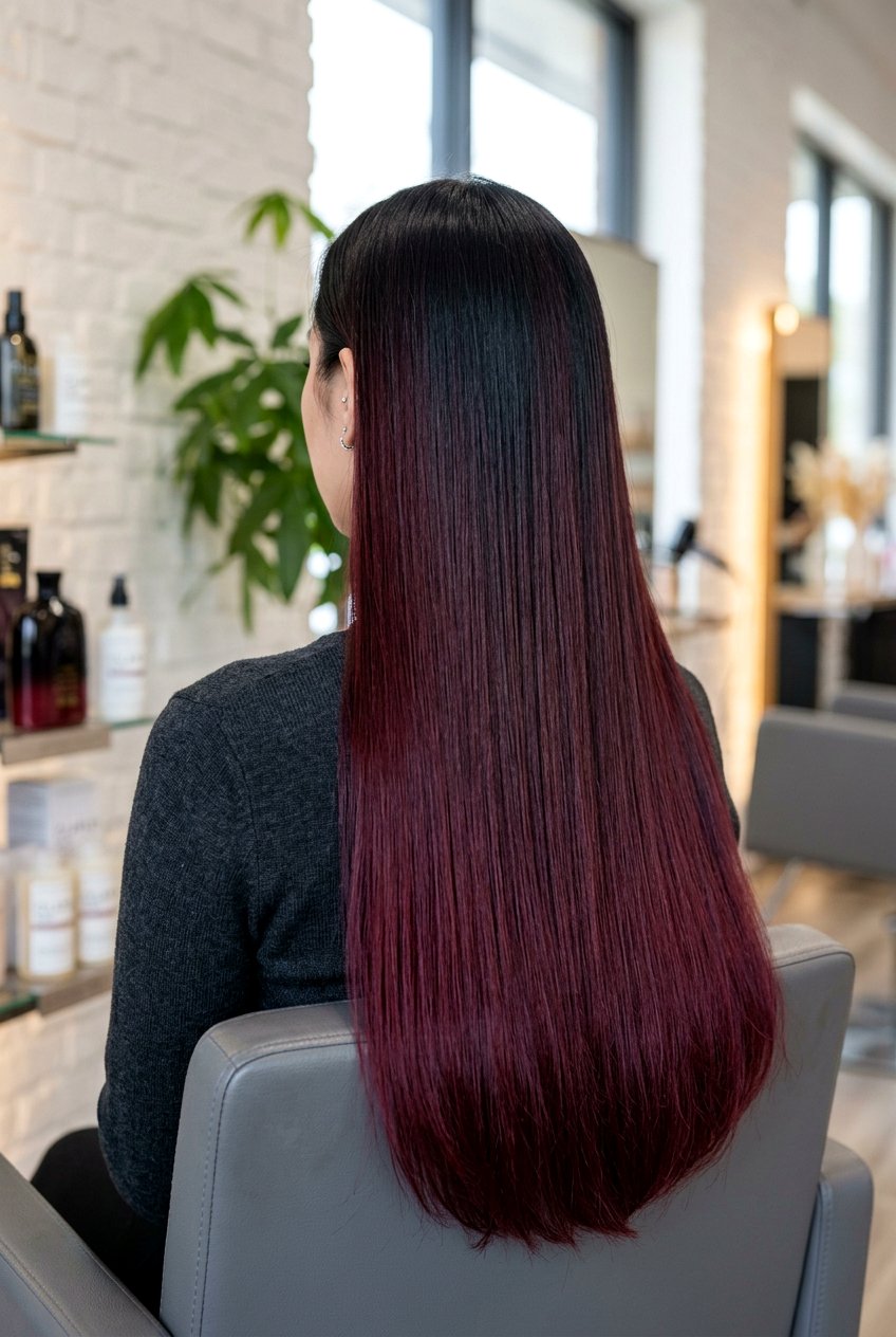 Black to Burgundy Color Melt - 20 color melt hair ideas - 20 color melt hair ideas
