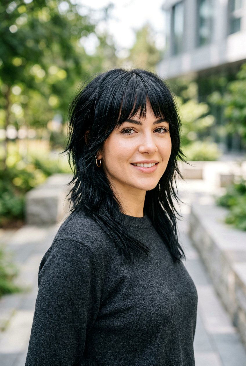 Black wolf cut - 20 wolf cut for women - 20 wolf cut for women