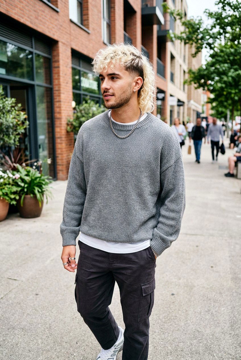 Bleached Curly Taper Mullet - 20 taper mullet for curly hair men - 20 taper mullet for curly hair men