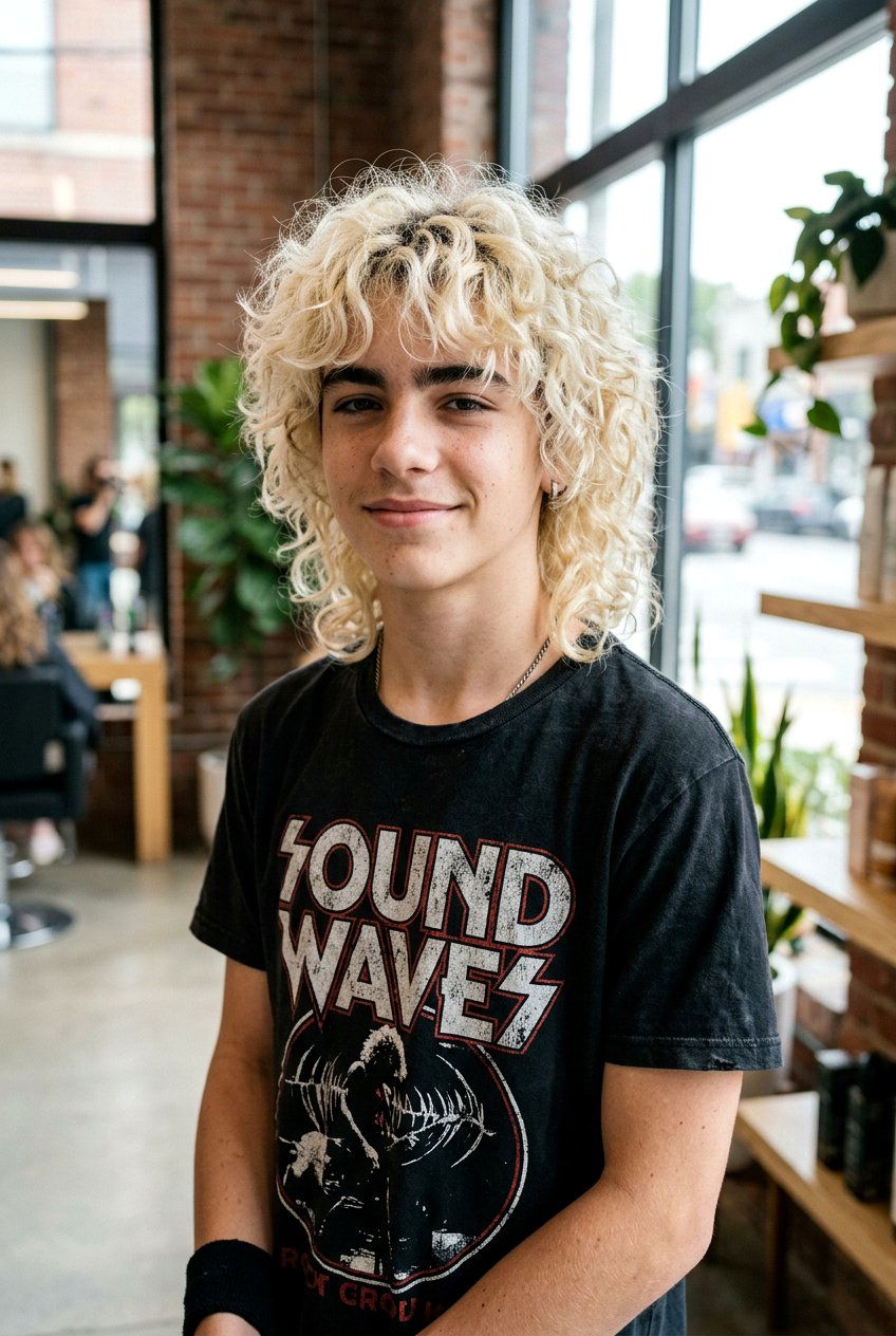 Bleached Curly Wolf Cut - 20 boys wolf cut for curly hair - 20 boys wolf cut for curly hair